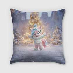 Подушка квадратная Маленькая лошадка встречает Новый год