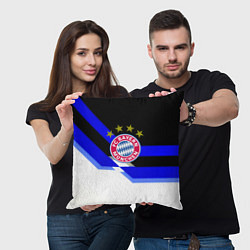 Подушка квадратная Бавария Мюнхен полосы спорт, цвет: 3D-принт — фото 2