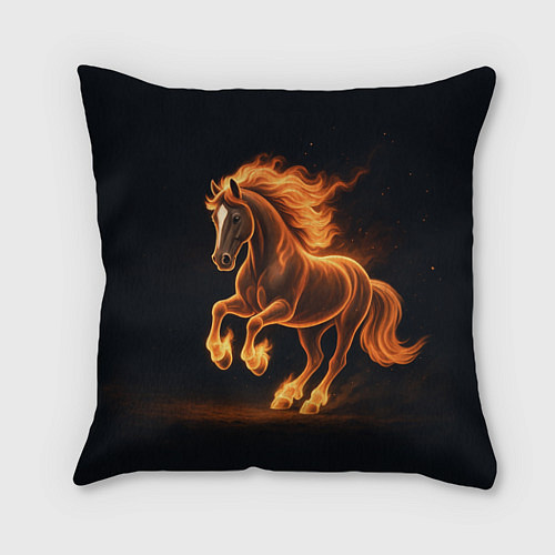 Подушка квадратная Китайский огненный жеребец / 3D-принт – фото 1