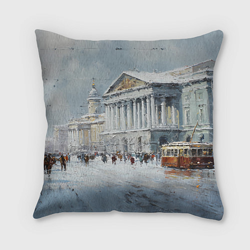 Подушка квадратная Зимний Питер красками / 3D-принт – фото 1