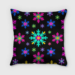 Подушка квадратная Снежинки ретро