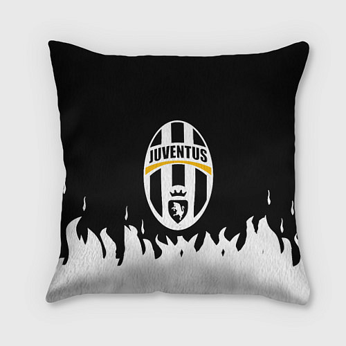 Подушка квадратная Ювентус белый огонь текстура / 3D-принт – фото 1
