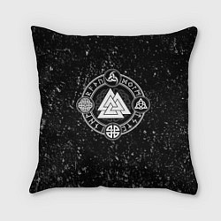 Подушка квадратная Валькнут и символы в круге