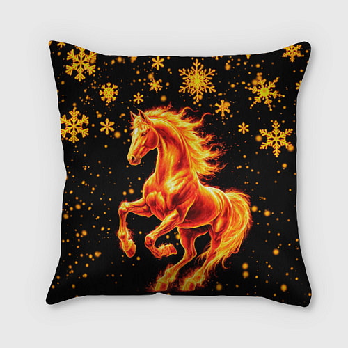 Подушка квадратная Пылающая лошадь / 3D-принт – фото 1