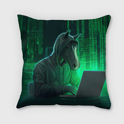 Подушка квадратная Конь хакер