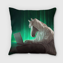 Подушка квадратная Хакер лошадь