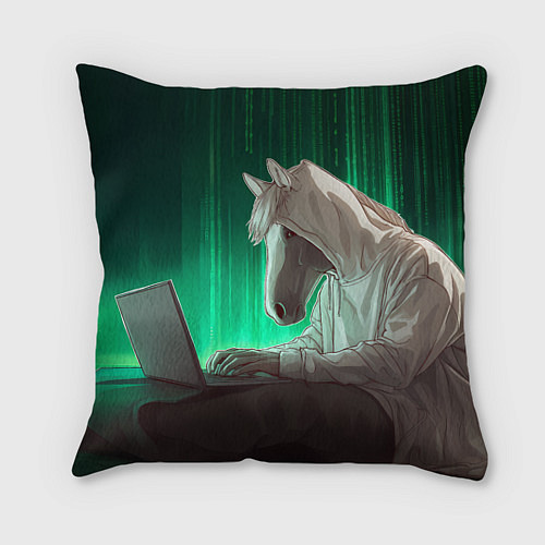 Подушка квадратная Хакер лошадь / 3D-принт – фото 1