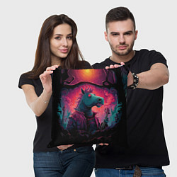 Подушка квадратная Лошадь рок стиль, цвет: 3D-принт — фото 2