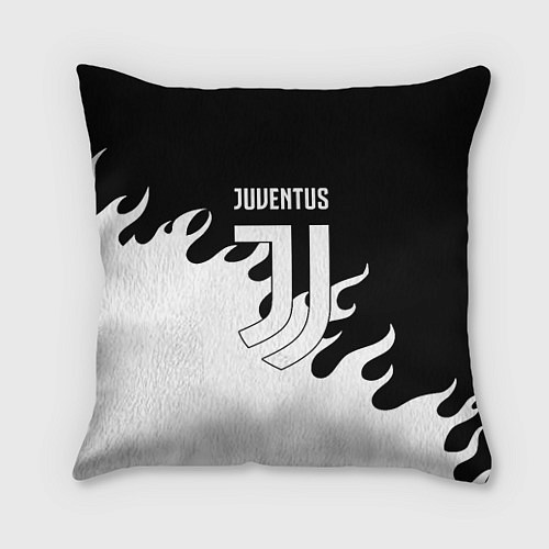 Подушка квадратная Ювентус огонь текстура / 3D-принт – фото 1