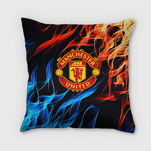 Подушка квадратная Манчестер Юнайтед огонь битва / 3D-принт – фото 1