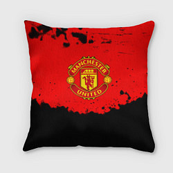 Подушка квадратная Манчестер Юнайтед краски брызги