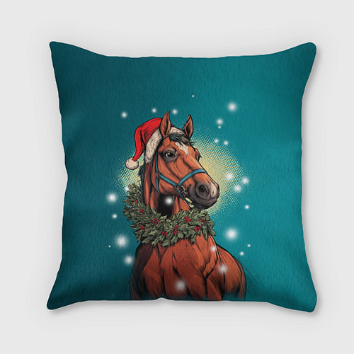 Подушка квадратная Конь в шапке / 3D-принт – фото 1
