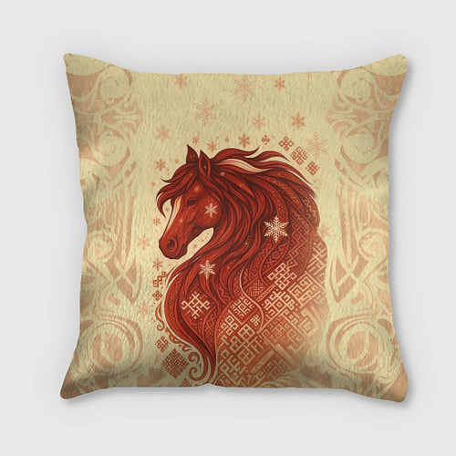 Подушка квадратная Славянский конь / 3D-принт – фото 1
