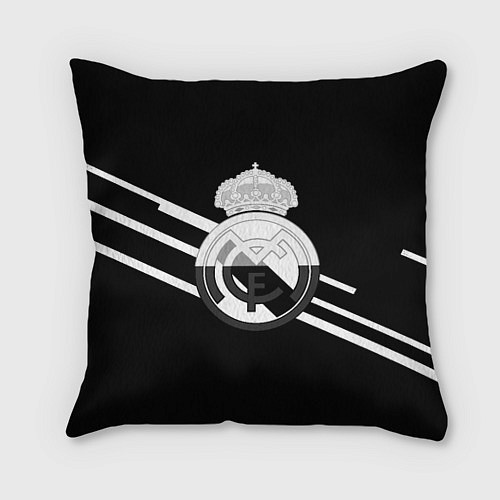 Подушка квадратная Реал Мадрид полосы текстура линии / 3D-принт – фото 1