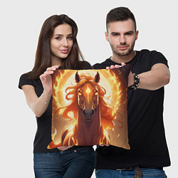 Подушка квадратная Огненная лошадь в свечении, цвет: 3D-принт — фото 2