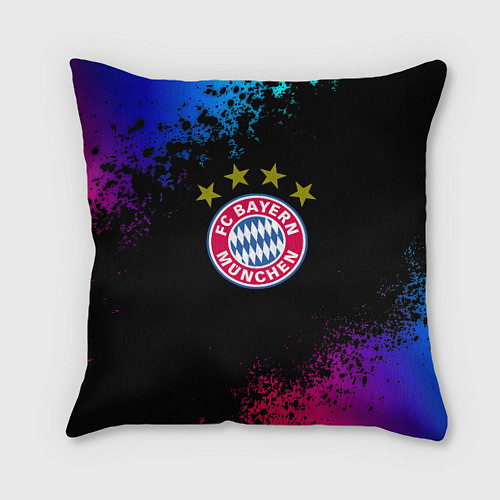 Подушка квадратная Бавария Мюнхен краски неон градиент / 3D-принт – фото 1