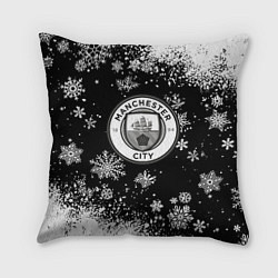 Подушка квадратная Манчестер сити снежинки новый год