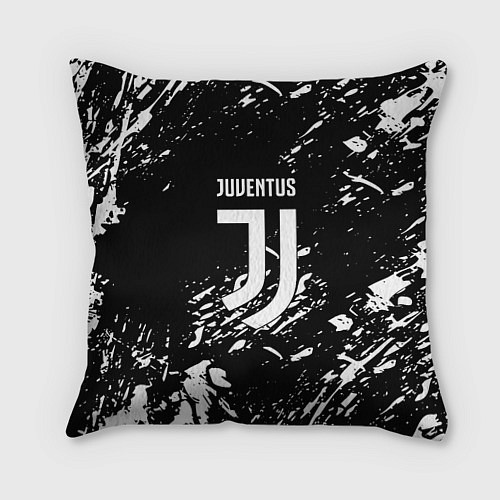 Подушка квадратная Juventus белые штрихи красок / 3D-принт – фото 1
