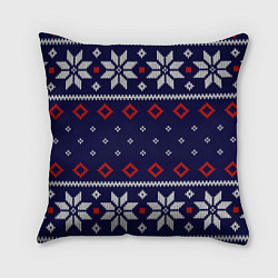 Подушка квадратная Вязаный новогодний узор