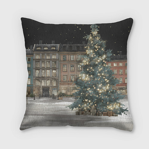 Подушка квадратная Елка во дворе / 3D-принт – фото 1