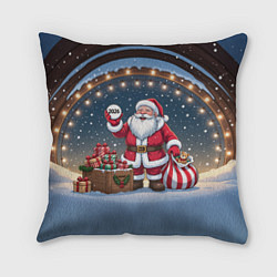 Подушка квадратная Санта с мешком подарков