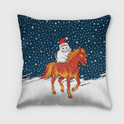 Подушка квадратная Кот Бендер и огненный конь - 2026 / 3D-принт – фото 1