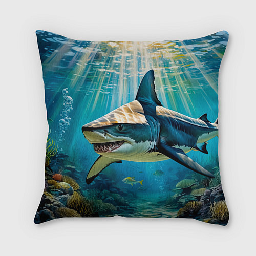 Подушка квадратная Хищник кораллового рифа / 3D-принт – фото 1