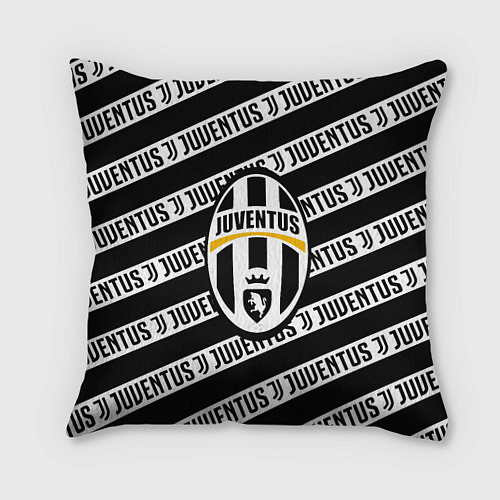 Подушка квадратная Ювентус полосы линии спорт / 3D-принт – фото 1