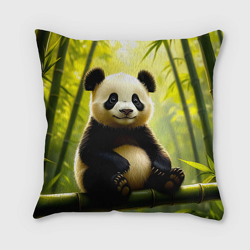 Подушка квадратная Бамбуковый хранитель / 3D-принт – фото 1