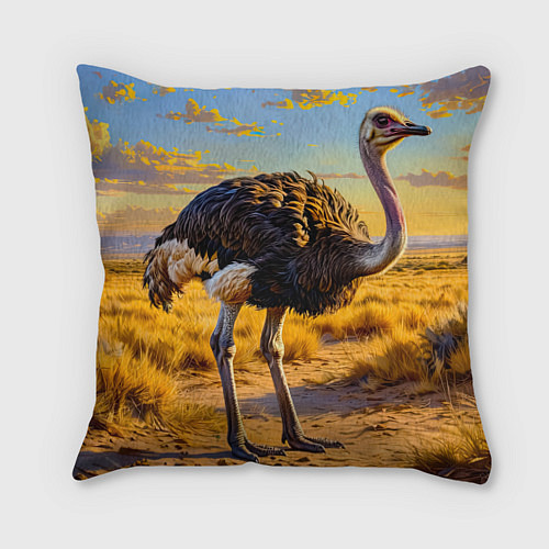 Подушка квадратная Страус саванны / 3D-принт – фото 1