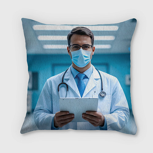 Подушка квадратная Медицинский специалист / 3D-принт – фото 1