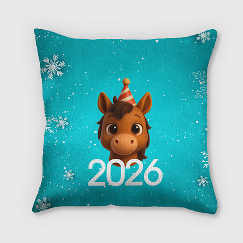 Подушка квадратная Голова лошадки / 3D-принт – фото 1