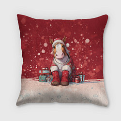 Подушка квадратная Лошадка в новогодних сапогах