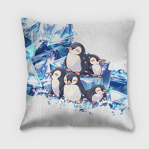 Подушка квадратная Пингвины и лёд / 3D-принт – фото 1