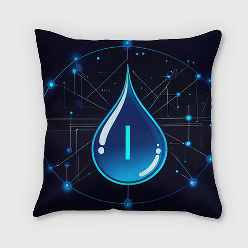 Подушка квадратная Киберкапля группа крови I / 3D-принт – фото 1