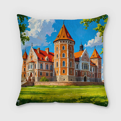 Подушка квадратная Великолепие Мирского замка / 3D-принт – фото 1