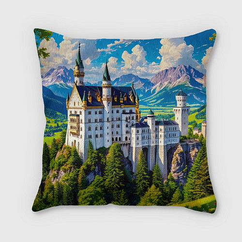 Подушка квадратная Сказочный Нойшванштайн / 3D-принт – фото 1