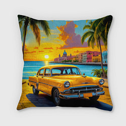 Подушка квадратная Золотой закат над набережной