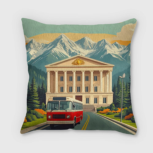 Подушка квадратная Классика у подножия гор / 3D-принт – фото 1