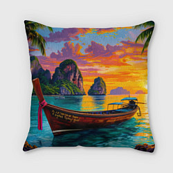 Подушка квадратная Тропический закат у скал
