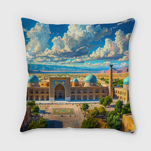 Подушка квадратная Регистан: величие Самарканда / 3D-принт – фото 1