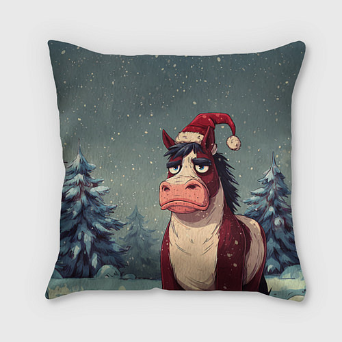 Подушка квадратная Уставшая лошадь / 3D-принт – фото 1