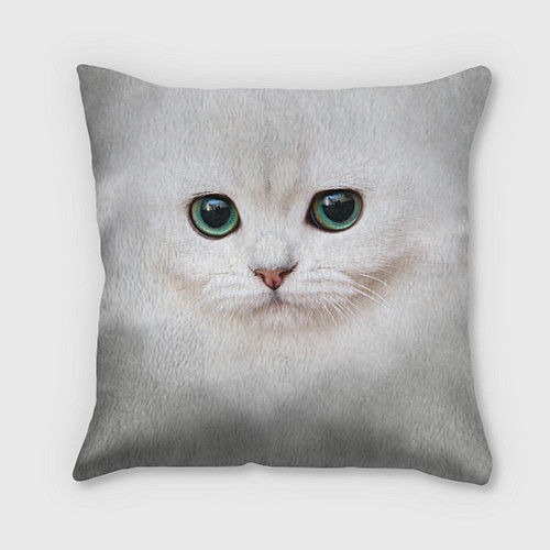 Подушка квадратная Белый котик / 3D-принт – фото 1