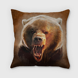 Подушка квадратная Рык медведя, цвет: 3D-принт