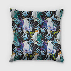 Подушка квадратная Тропические попугаи, цвет: 3D-принт