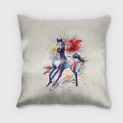 Подушка квадратная Лошадь: акварель, цвет: 3D-принт