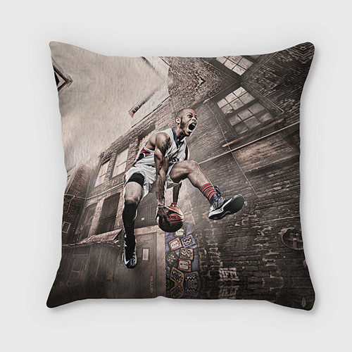 Подушка квадратная Баскетбол город / 3D-принт – фото 1