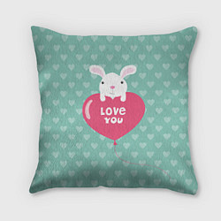 Подушка квадратная Rabbit: Love you, цвет: 3D-принт