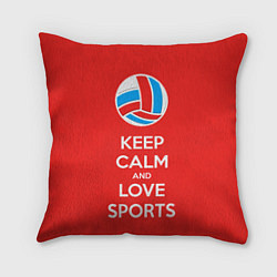 Подушка квадратная Keep Calm & Love Volleyball, цвет: 3D-принт