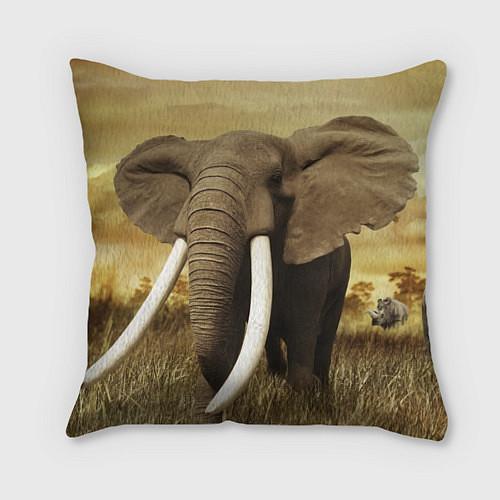 Подушка квадратная Могучий слон / 3D-принт – фото 1